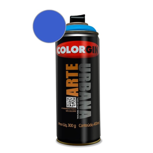 Tinta Spray Arte Urbana Azul Miro Colorgin 350g - Imagem principal - 9db9ca81-0daf-4060-b0fd-c33c3e60f156