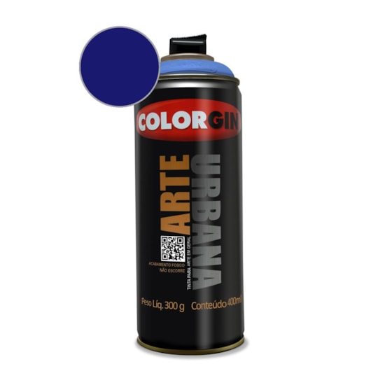 Tinta Spray Arte Urbana Azul Netuno Colorgin 350g - Imagem principal - e6b2612c-87e9-4a4b-82f3-21eb6dfa0c98