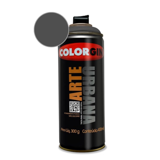Tinta Spray Arte Urbana Cinza Chumbo Colorgin 350g - Imagem principal - 8744f115-8727-4022-a469-5a1042cb67ca