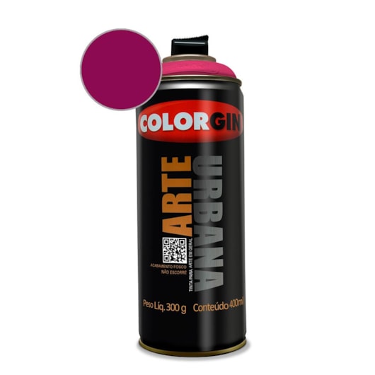 Tinta Spray Arte Urbana Framboesa Colorgin 350g - Imagem principal - 776f1d61-6dfe-44e5-87ec-8d9f73d323ef