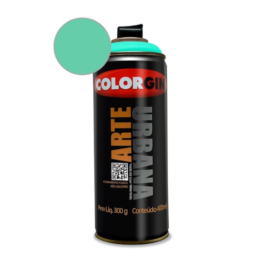 Tinta Spray Arte Urbana Verde Maresia Colorgin 350g - Imagem principal - 7a57fce0-c16d-4a12-8a68-f0952f86773a