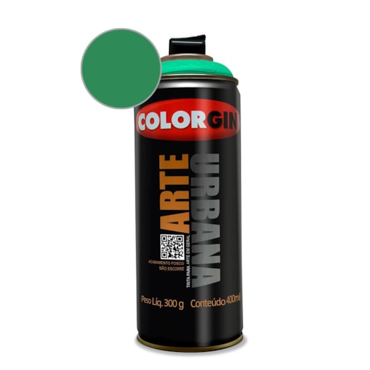 Tinta Spray Arte Urbana Verde Nautico Colorgin 350g - Imagem principal - b9fb3ccb-663a-470f-9189-ff7f07fa2279
