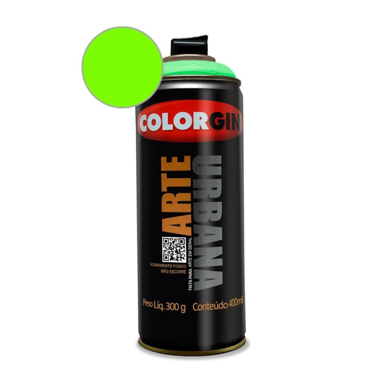 Tinta Spray Arte Urbana Verde Neon Colorgin 350g