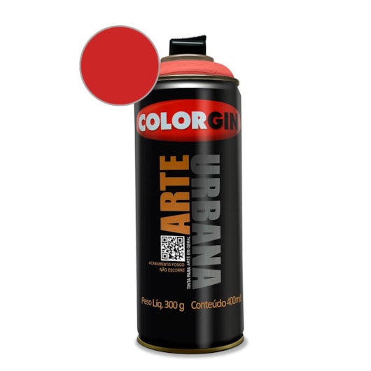 Tinta Spray Arte Urbana Vermelho Goiaba Colorgin 350g - Imagem principal - 4f851a61-c3ad-4cb1-9c34-d3f9dd5e59c1