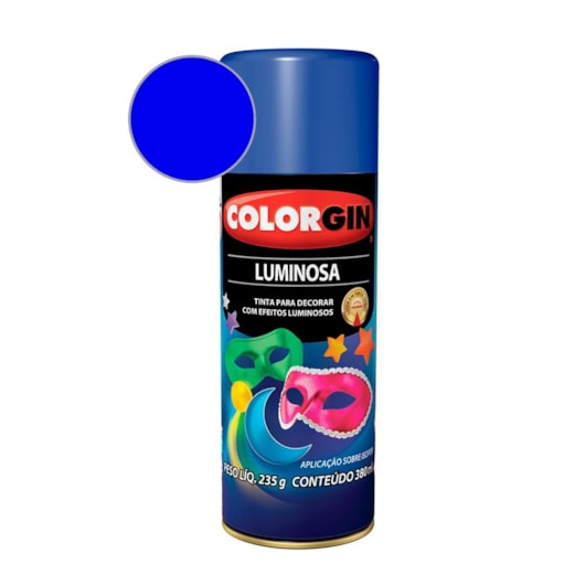 Tinta Spray Azul  Luminosa Colorgin 235g - Imagem principal - 661292ae-206f-487a-9aa7-12a1a7682572