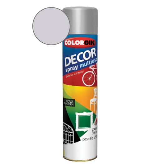 Tinta Spray Decor Aluminio Colorgin 500 250g - Imagem principal - 8b6cea7a-8395-49bb-aba5-f1970421c1d0