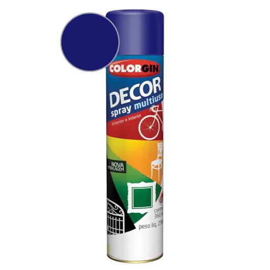 Tinta Spray Decor Azul Colonial Colorgin 250g - Imagem principal - 16fb5554-8637-43b1-bff2-14ebccacf7dc