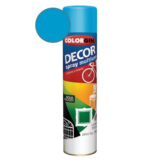 Tinta Spray Decor Azul Medio Colorgin 250g - Imagem principal - 07a26946-c306-453b-ae0e-ae39eeee384a