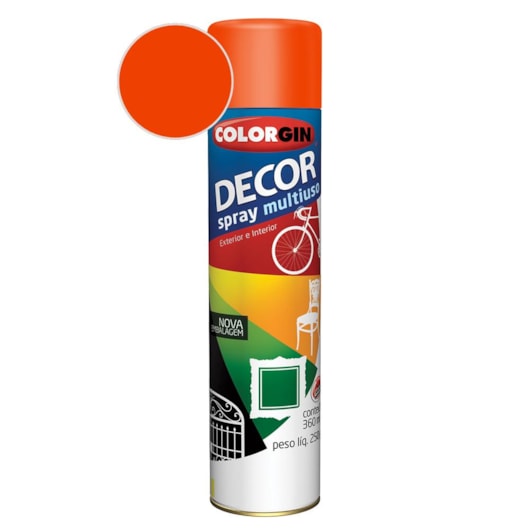 Tinta Spray Decor Laranja Colorgin 250g - Imagem principal - ddba17ad-a418-4ef5-a9f2-bc5d83eb1e01
