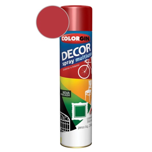 Tinta Spray Decor Vermelho Metalico Colorgin 250g - Imagem principal - 42583428-39a2-4cd5-b139-1b3202e692cd