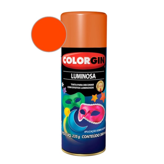Tinta Spray Laranja  Luminosa Colorgin 235g - Imagem principal - 21c1522f-1d03-4f7d-9604-db4110d0a21c