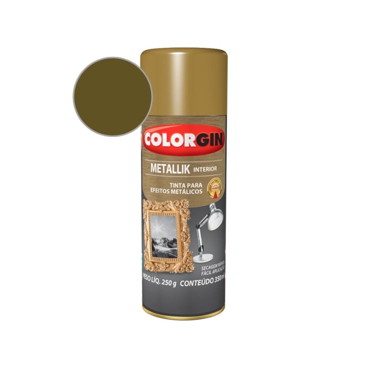 Tinta Spray  Metallik Dourado Colorgin 250g
