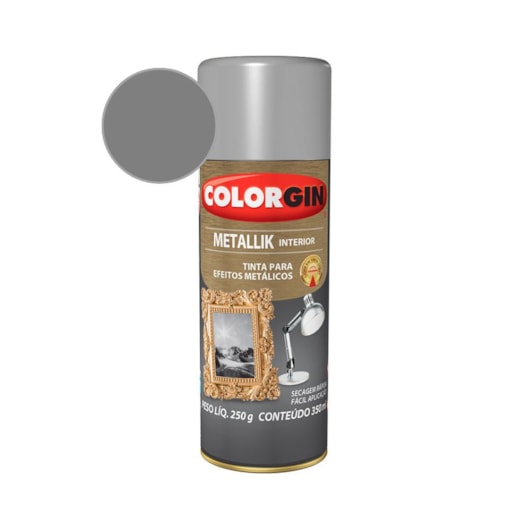 Tinta Spray  Metallik Prata Colorgin 250g - Imagem principal - 3926be8f-b8c8-4ba2-9a7f-a65b5b72c477