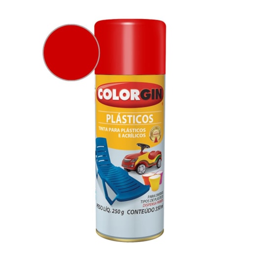 Tinta Spray  Plástico Vermelho Malagueta Colorgin 250g - Imagem principal - 2cda1ee7-cee5-4227-a29a-0645978a5c3c