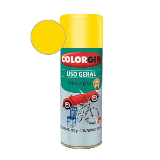 Tinta Spray  Premium Uso Geral Amarelo Colorgin 280g - Imagem principal - 6a55b721-38e1-4ba6-928f-505ada6bbaaa