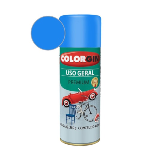 Tinta Spray  Premium Uso Geral Azul Médio Colorgin 280g - Imagem principal - fad7c005-697b-4b2e-ab87-b002a005d4e2