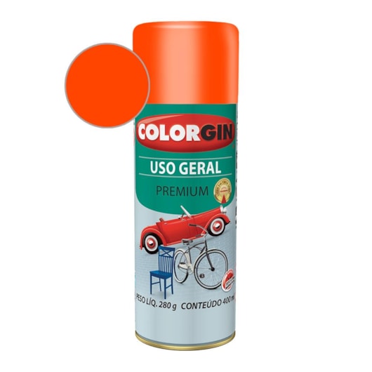 Tinta Spray Uso Geral Premium Laranja Acabamento Brilhante Colorgin 280g - Imagem principal - 9174eda5-038b-4ec7-a608-a82ada0d8b85