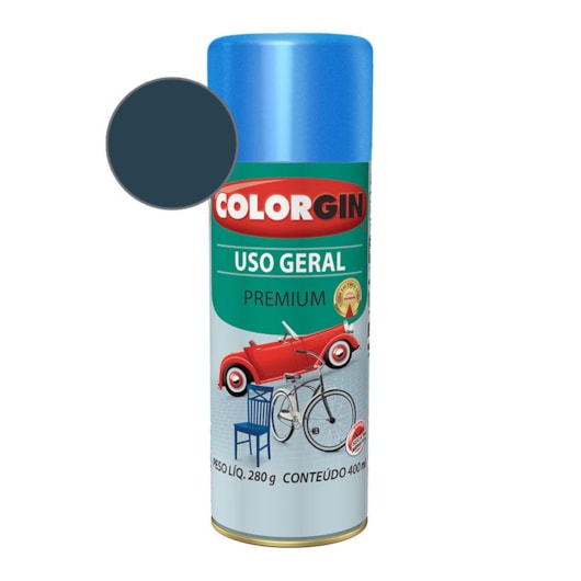 Tinta Spray Uso Geral Premium Metálico Azul Copacabana Colorgin 280g - Imagem principal - e54d23ca-6d6e-4d85-9559-1186a7b42550