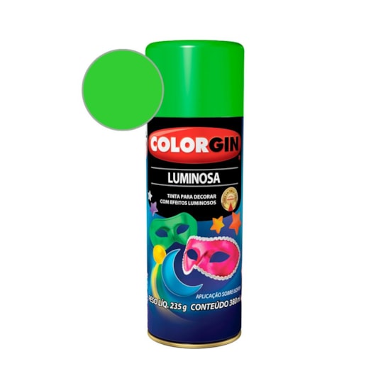 Tinta Spray Verde Luminosa Colorgin 235g - Imagem principal - 820eb4ea-71c5-44c8-9847-029b2aa12a99