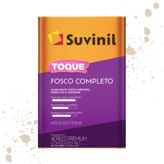 Tinta Toque Fosco Completo Areia Suvinil 18L - Imagem principal - 3c8b21b2-f77b-4d70-8e87-81ebdadf1ab1