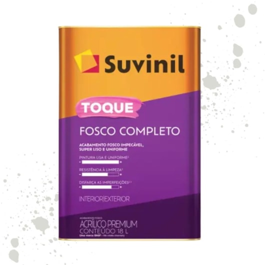 Tinta Toque Fosco Completo Branco Neve Suvinil 18L - Imagem principal - 98b8f3a2-5ee4-4fd3-b59e-cb9533514a82