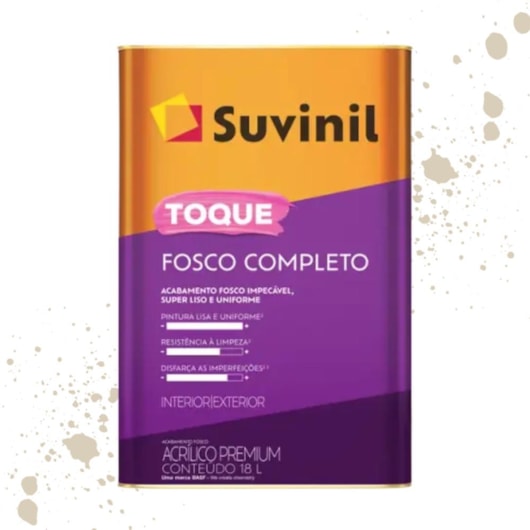 Tinta Toque Fosco Completo Palha Suvinil 18L - Imagem principal - 39c514c3-62a1-4e4c-8986-a8c51beda459