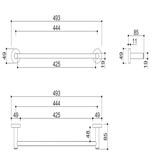 Toalheiro Kr665 Aço Escovado Kromma 45cm - Imagem principal - 9dd400a6-7ce9-4c67-9006-79a13d3437c2