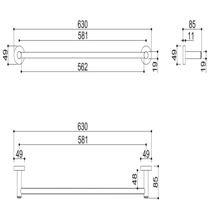 Toalheiro Kr666 Cromado Kromma 60cm