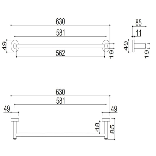 Toalheiro Kr7666 Dourado Kromma 60cm - Imagem principal - b33f667f-f35f-4e90-8d27-0c116678b108