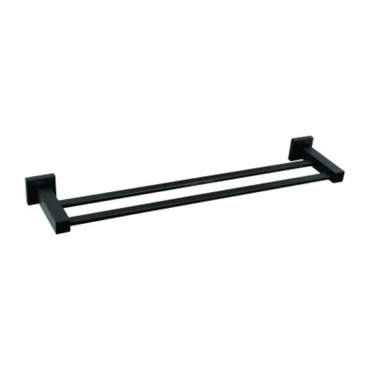 Toalheiro Linear Duplo C 34 Preto Matte Meber