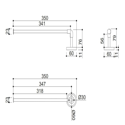Toalheiro Rbace6304 Cromado Rubinettos 35cm - Imagem principal - 8b42012a-2d5e-4a24-a989-f809068d2740