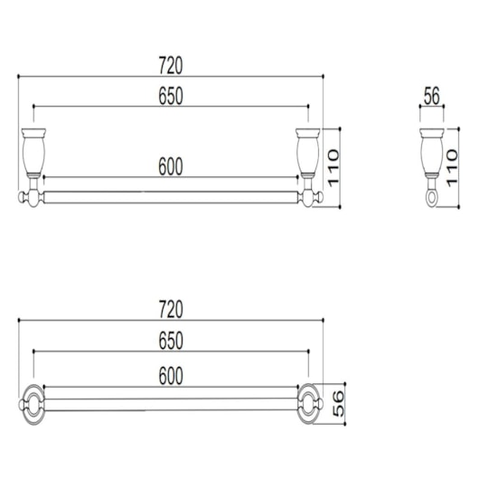 Toalheiro Rbace7811 Dourado Rubinettos 60cm - Imagem principal - 1e62c5ac-992b-43eb-b9e1-953079208180