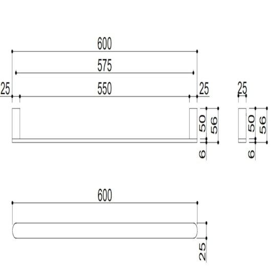 Toalheiro Rbace8345 Aço Escovado Rubinettos 60cm - Imagem principal - 0dc9202e-7729-4918-b2a3-7e175ab1d65e