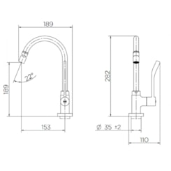 Torneira De Acessibilidade De Mesa Para Cozinha Com Alavanca  Bica Alta Benefit Cromado Docol