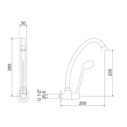 Torneira De Acessibilidade De Parede Para Cozinha Bica Móvel 1165 C58 Globalmedic Meber - Imagem principal - a2012b02-74ba-4dc0-bbdc-ac5052dea36e