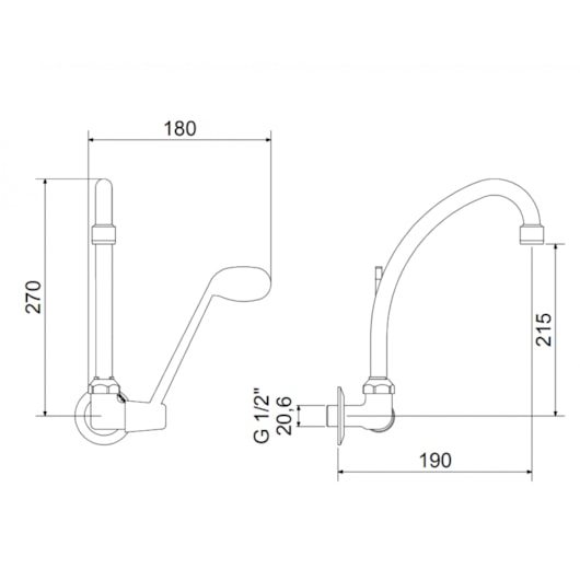 Torneira De Acessibilidade Para Cozinha Bica Móvel Parede 1187 C 58 Meber - Imagem principal - 624483d4-1cd8-4b37-8b4e-4c8cf785262d