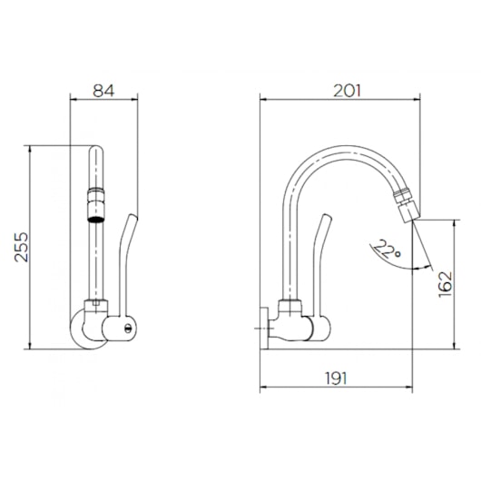 Torneira De Acessibilidade Para Cozinha De Parede Com Alavanca Benefit Cromada Docol - Imagem principal - ee53efa9-c17f-48c9-970f-53320615aeaa