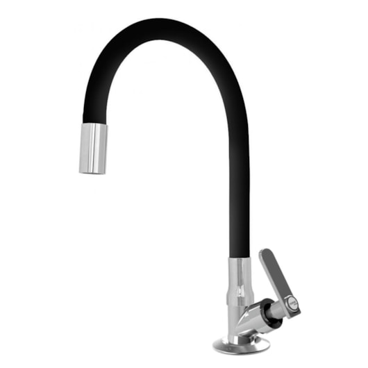 Torneira de Mesa p/Cozinha Bica Móvel Pratic Black Cromado Romar - Imagem principal - e11aa095-a50f-4660-9ebc-ed259a523e8d