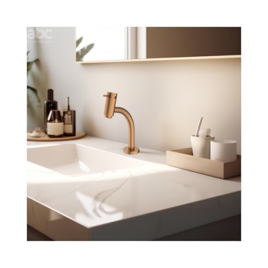Torneira De Mesa Para Banheiro Bica Baixa Basic Rose Gold Matte Roca - Imagem principal - 62770655-304f-46d8-9a11-4f2b2c6ed7b7