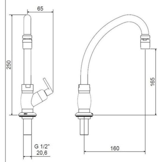 Torneira De Mesa Para Cozinha Bica Móvel 1173 C18 Uni Cromado Meber - Imagem principal - 997889fe-e0f2-4435-8401-0fc70263a609