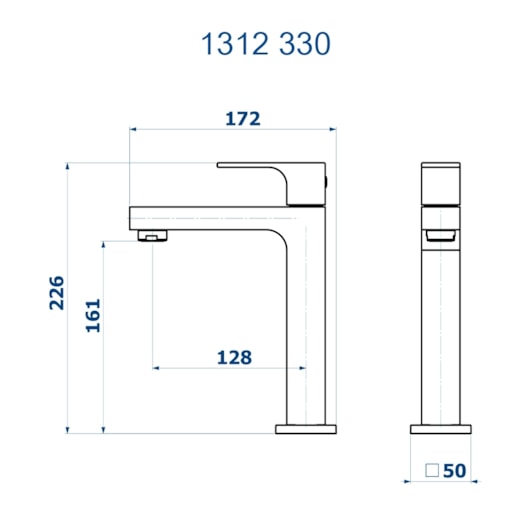 Torneira de Mesa para Lavatório Bica Média Retta 1312 BK330 Preta Fosca DN 15 1/2