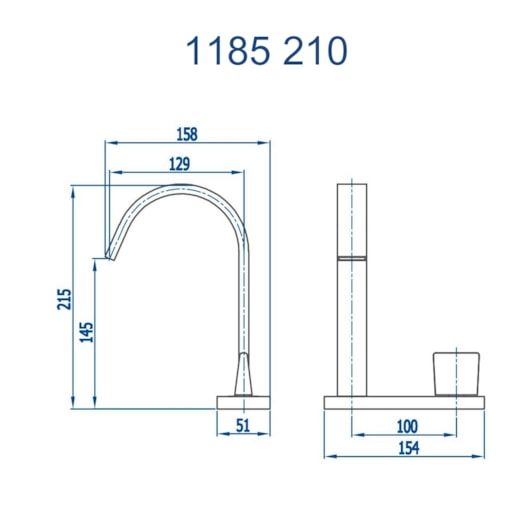 Torneira De Mesa Para Lavatório Com Acionamento Lateral 1185 Prima 210 Champagne Fani - Imagem principal - 9f0be88e-1613-4ab8-a6a4-a27fccb76eec