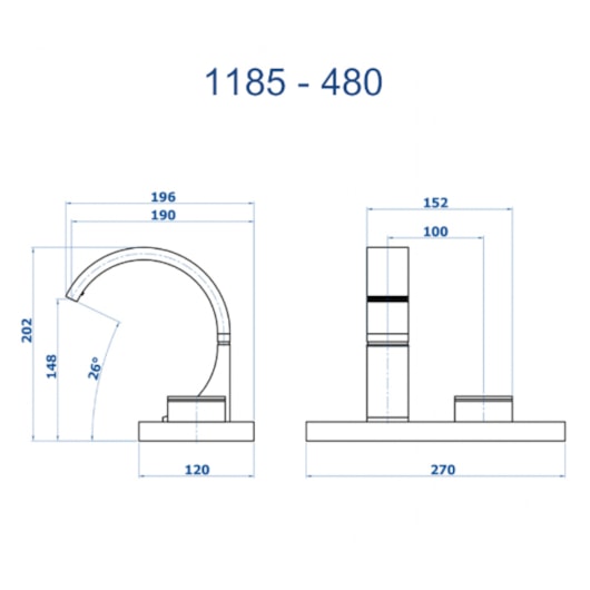 Torneira De Mesa Para Lavatório Com Acionamento Lateral Elo Champanhe Fani - Imagem principal - d670557d-e250-4f37-aa8f-e32631a6f981