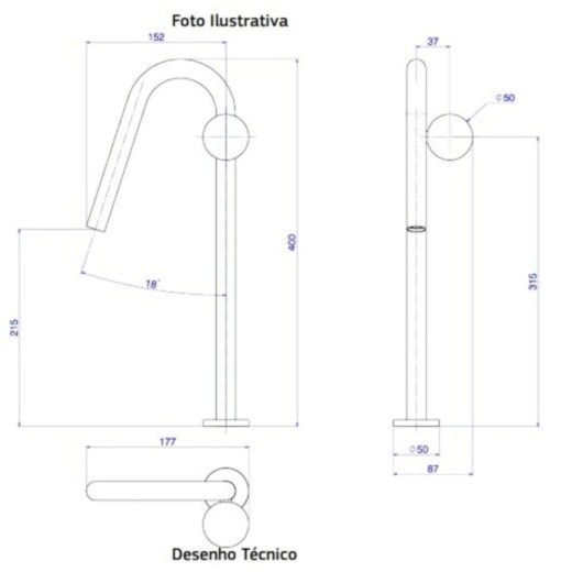 Torneira De Mesa Para Lavatório Touchless Bica Alta Corten Deca - Imagem principal - b14711c2-6cb1-4c55-a26b-93eb13e1e877