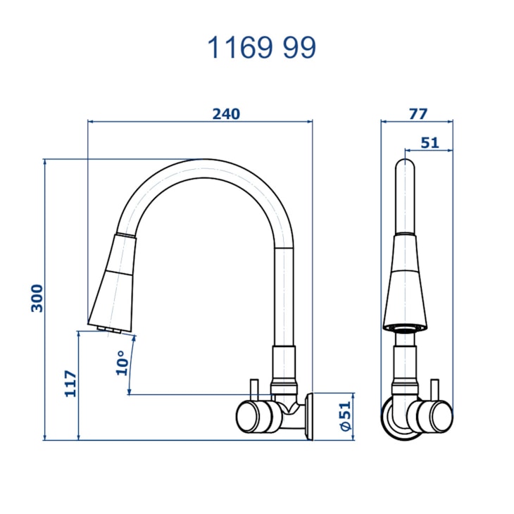 Torneira De Parede Com 2 Jatos Flex Preto Fosco Fani