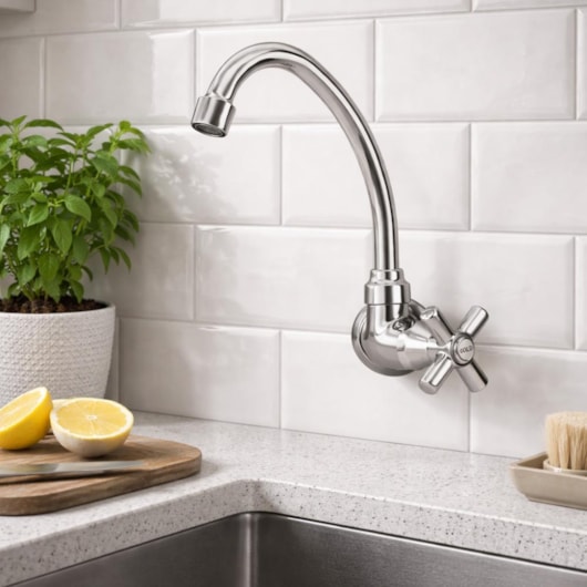 Torneira de Parede p/Cozinha Bica Móvel Cromada Romar - Imagem principal - dbdb57ac-4352-493f-a859-08637cca81b0