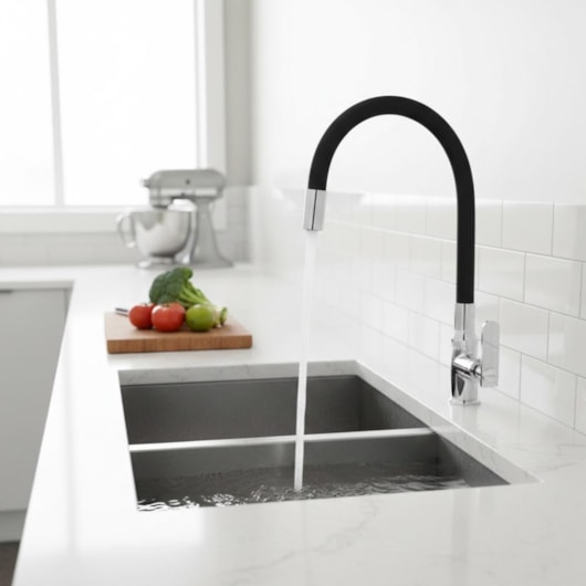 Torneira de Parede p/Cozinha Bica Móvel Pratic Black Cromado Romar - Imagem principal - 8142b030-692f-4889-8f7c-28b6ea428ff0