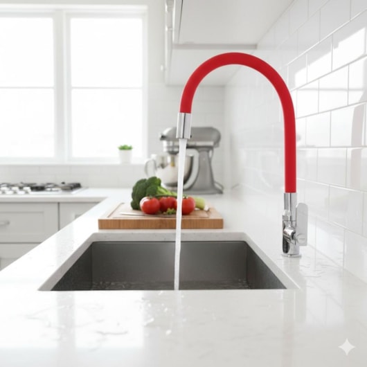 Torneira de Parede p/Cozinha Bica Móvel Pratic Red Cromado Romar - Imagem principal - 09ae94da-4b07-4ed9-a09e-7cb3633d0e77