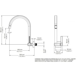 Torneira De Parede Para Cozinha Bica Alta 1/2 E 3/4 Quadrada Cromada Docol