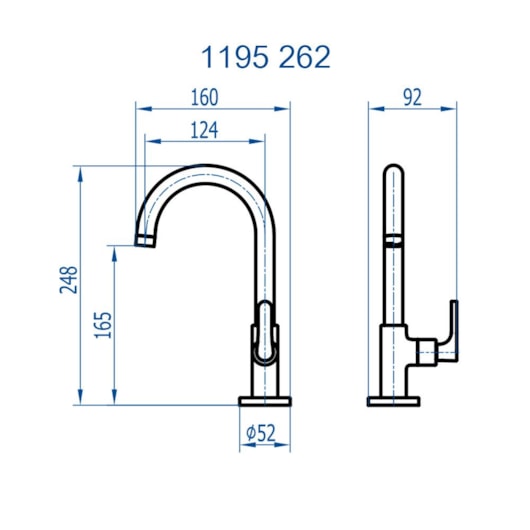 Torneira Lavatória Para Mesa Bica Alta Tunis 260 BK  1/2 - Imagem principal - 5c7b132b-736d-4ce9-9bba-b8f6acb5695f